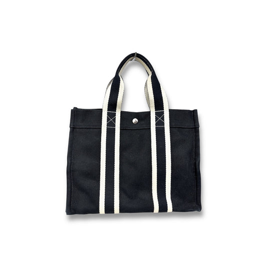 HERMES Tote Bag Cabas Plage Black And White BORA PM Rank(B)