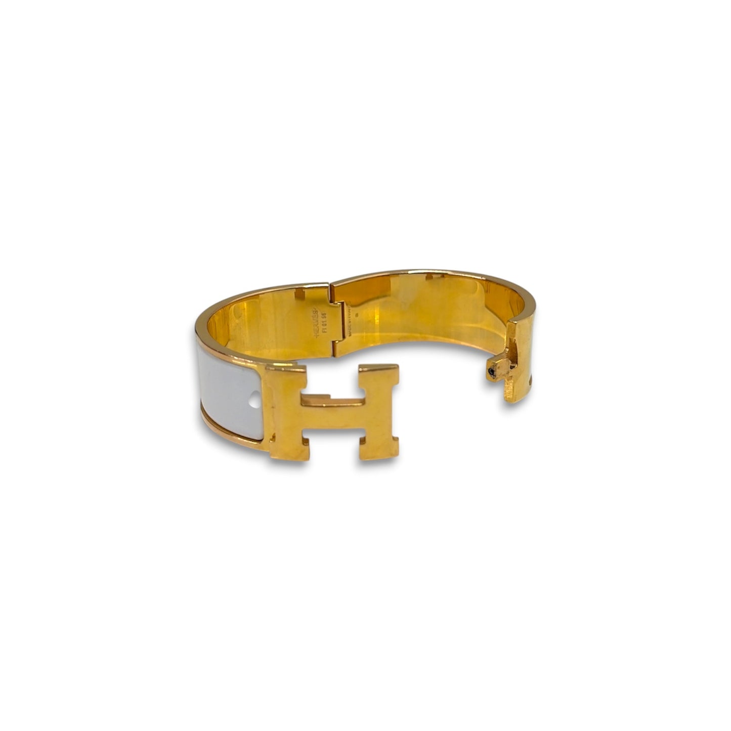 HERMES Bracelet FI 01 58 Clic Clace H Gold/White Rank (B)