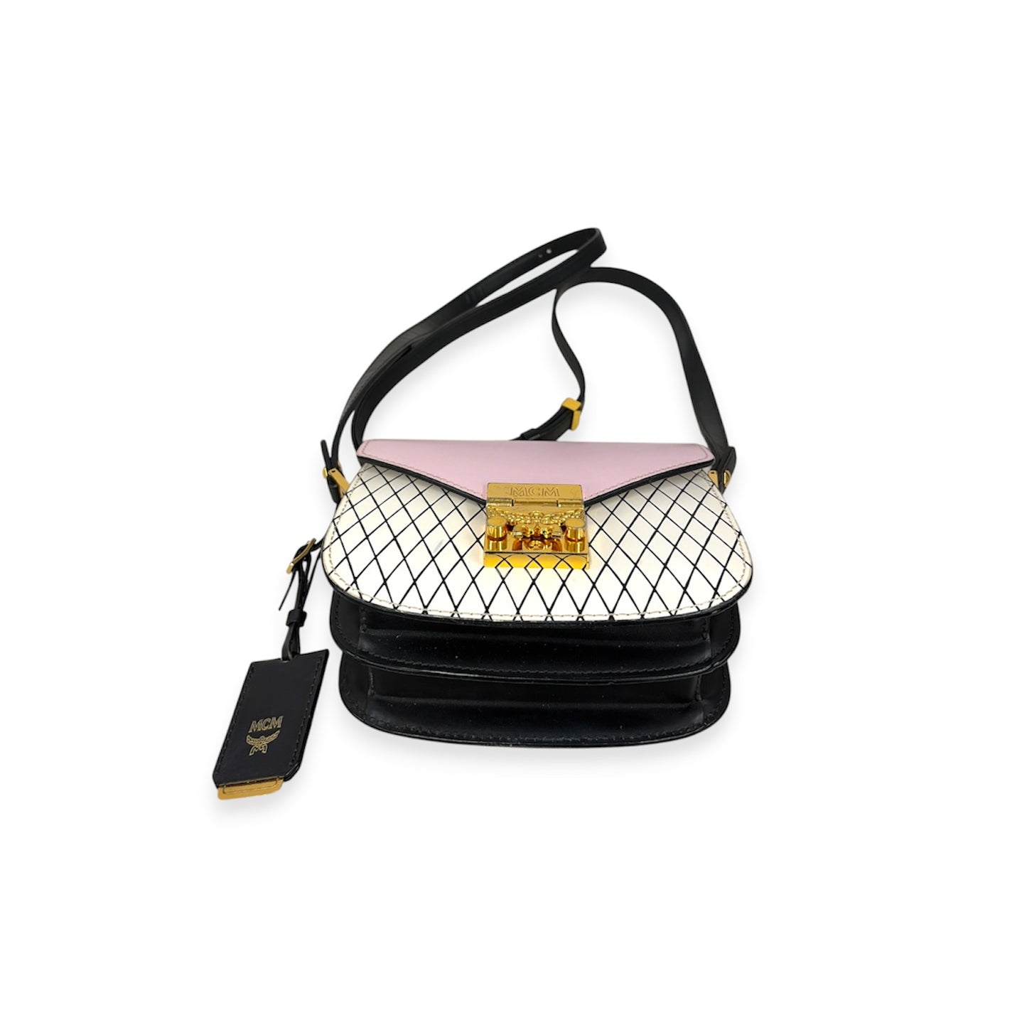 MCM Crossbody Bag Pink And Black Scratch / Stain D2918 Tri Color Leather Patricia Rombi Rank(B)