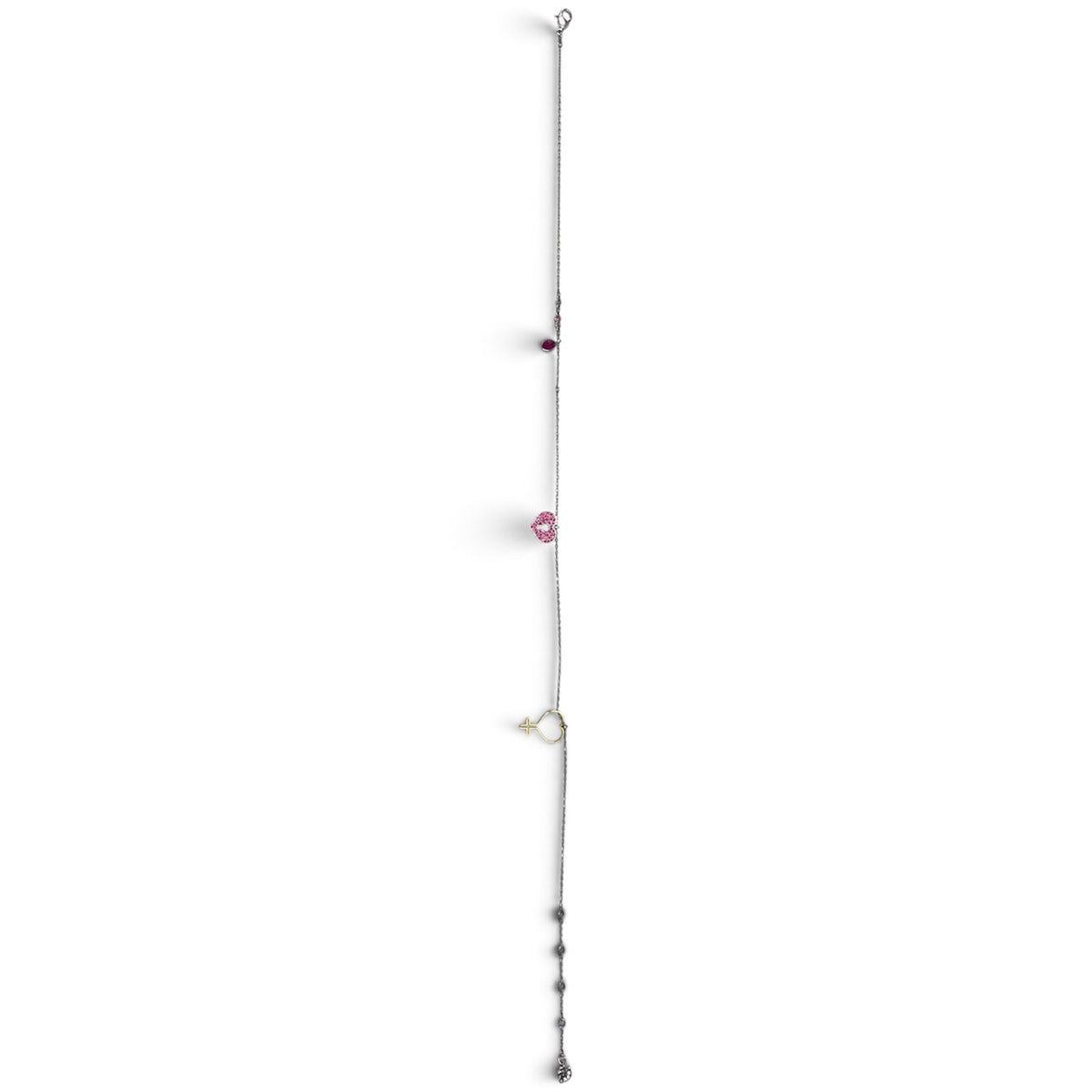SWAROVSKI Necklace Silver And Pink Mine Heart Lock Rank B