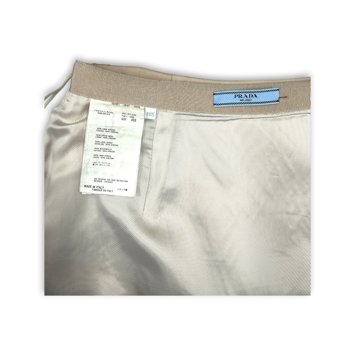PRADA Mermaid Skirt 40 Lady's Beige P1974 1CWQ