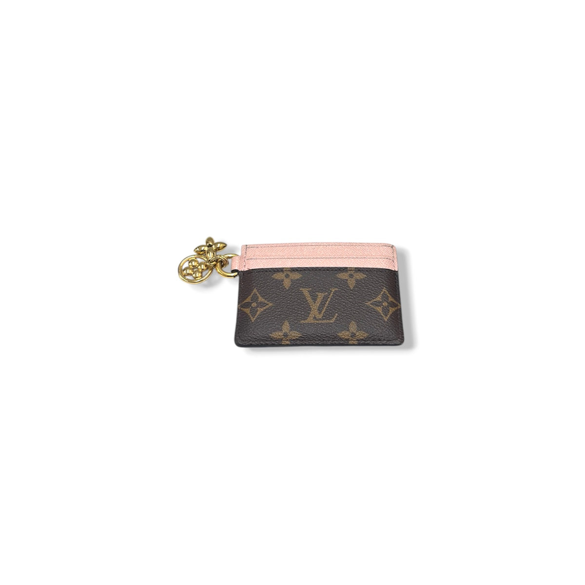 LOUIS VUITTON CARD CASE MONOGRAM M82739 BROWN AND PINK *NFC LV CHARM