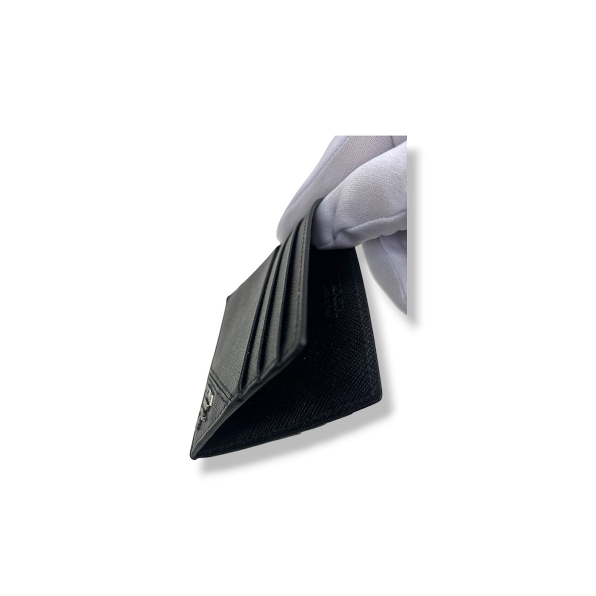 PRADA CARD CASE 2MC223 BLACK DAMAGE SAFFIANO LEATHER RANK (B)