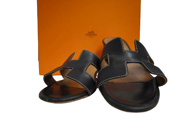 Sandal HERMES 38 Black Rank (BC) Damage