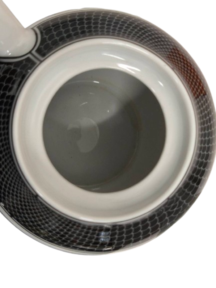 HERMES Rank (B) White/Black H Deco Tea Pot