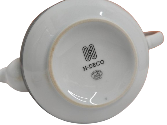 HERMES Rank (B) White/Black H Deco Tea Pot