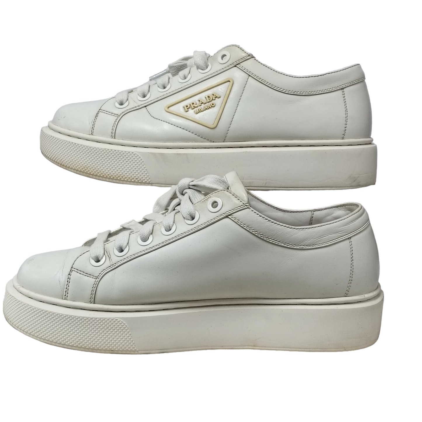 PRADA Sneaker Size 38eu Lady's White 4E 3560
