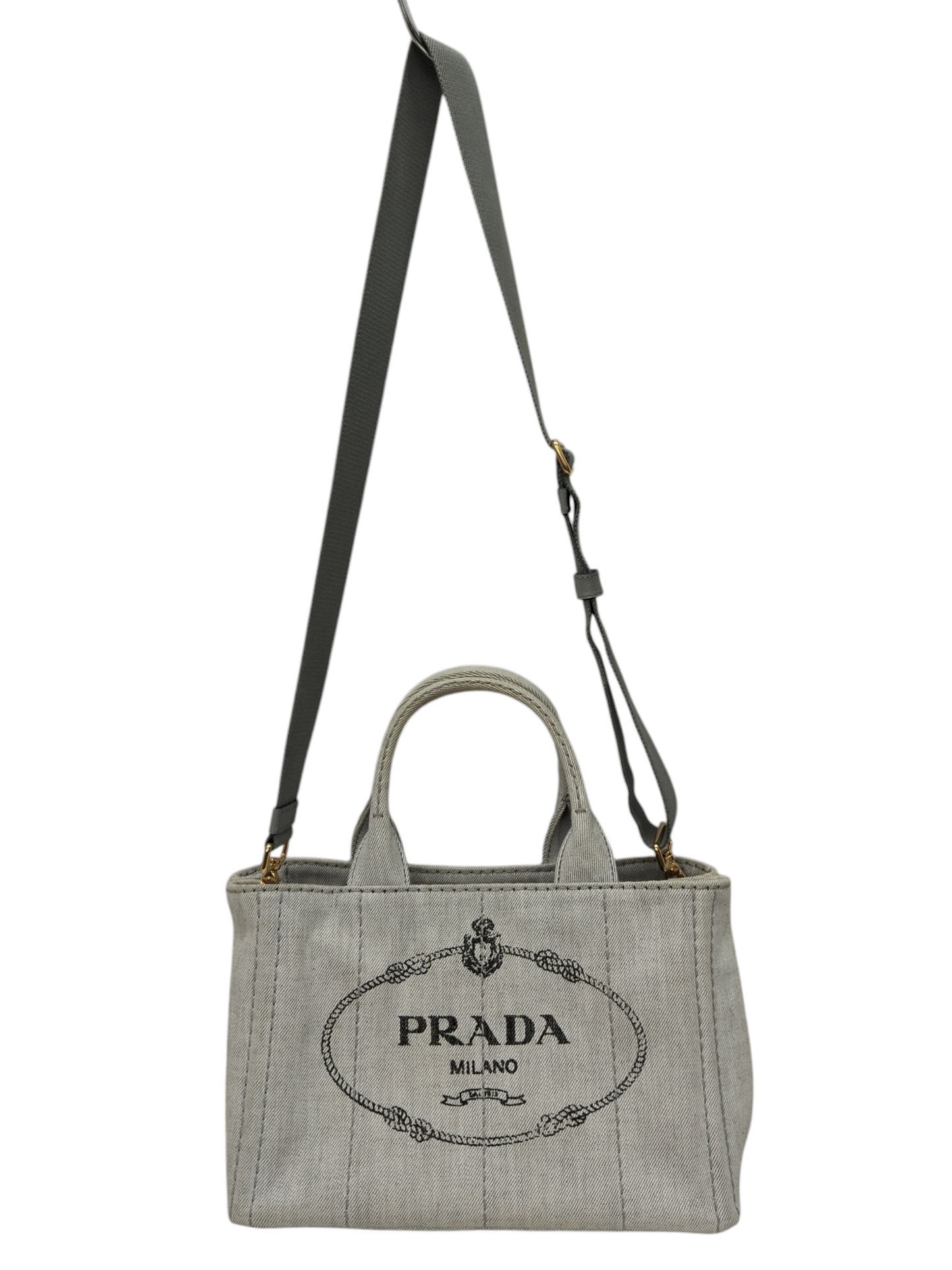 PRADA HANDBAG CANAPA GRAY 1BG439 203 RANK(B)*STAIN