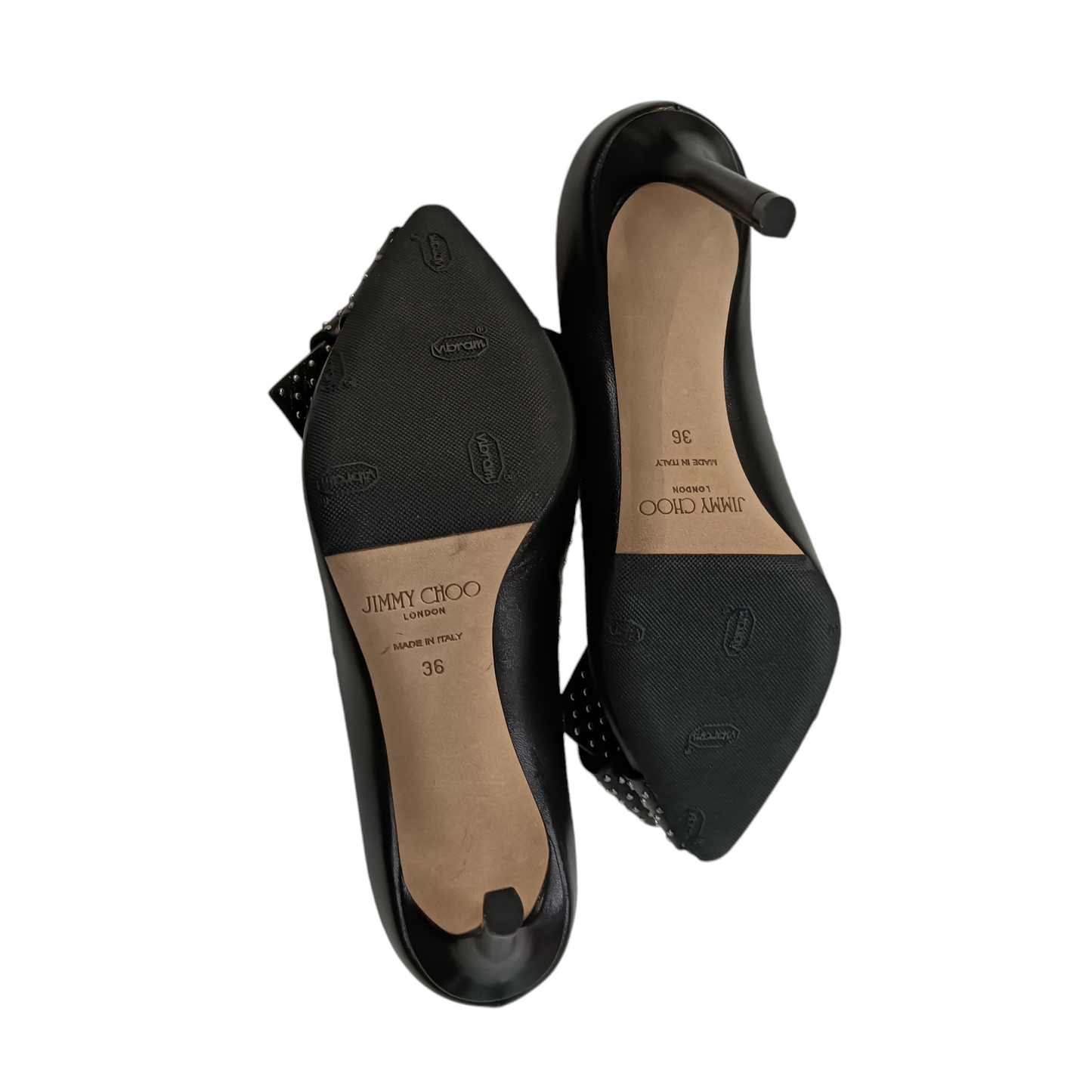 JIMMY CHOO PUMPS SIZE 36 STUDS/RIBBON BLACK