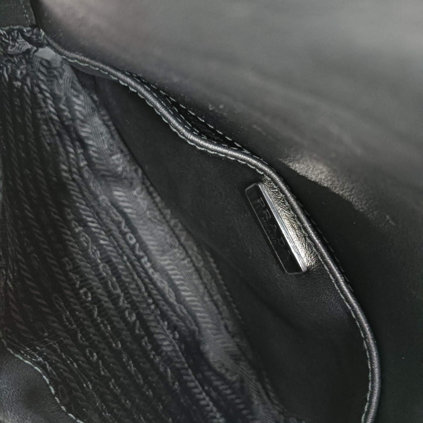 PRADA Handbag Black 165 NFC Rank(B) Stain