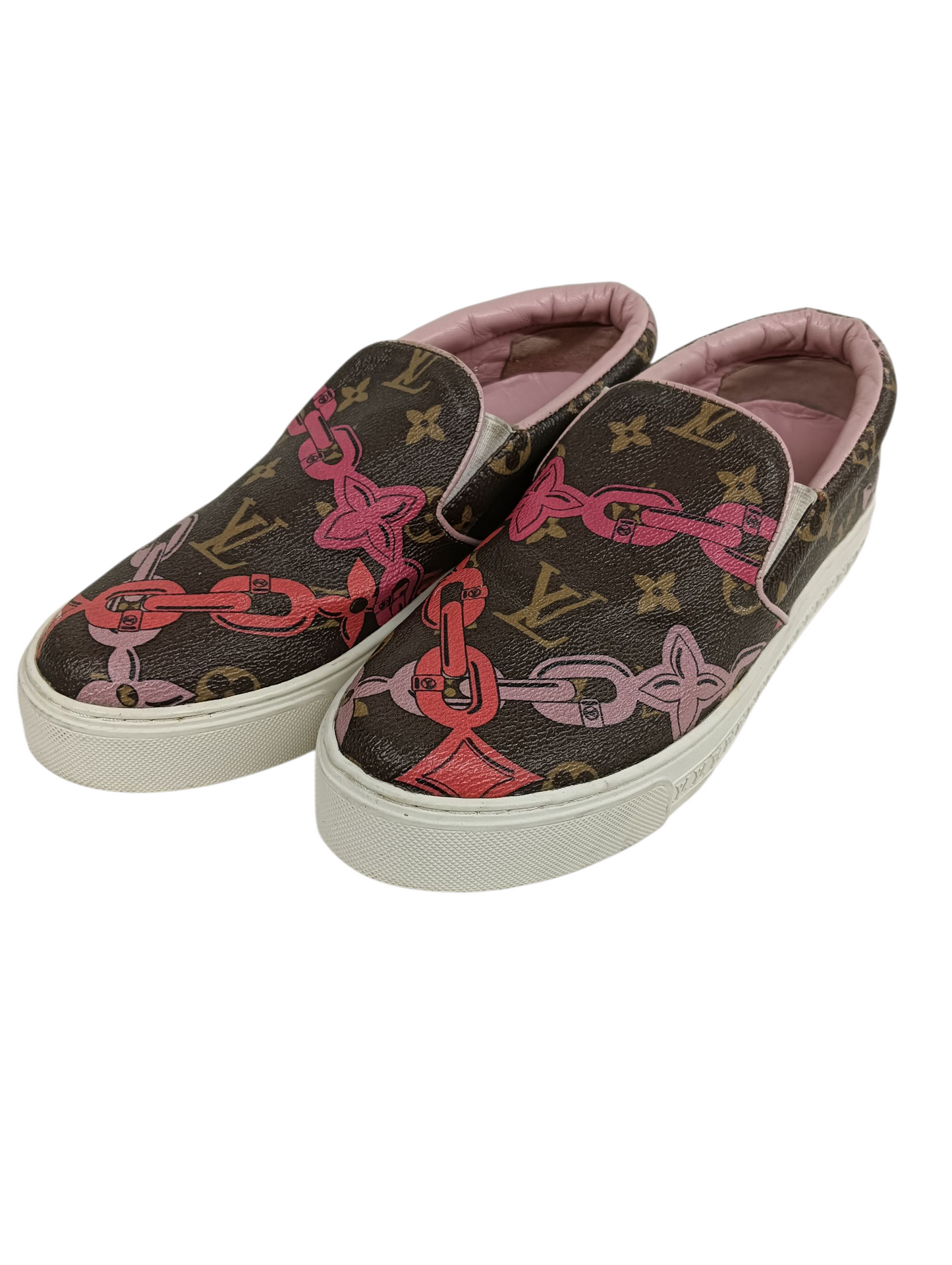 LOUIS VUITTON Slip-on Size 37 Bay harbor Slip Lady's Brown/Pink Monogram