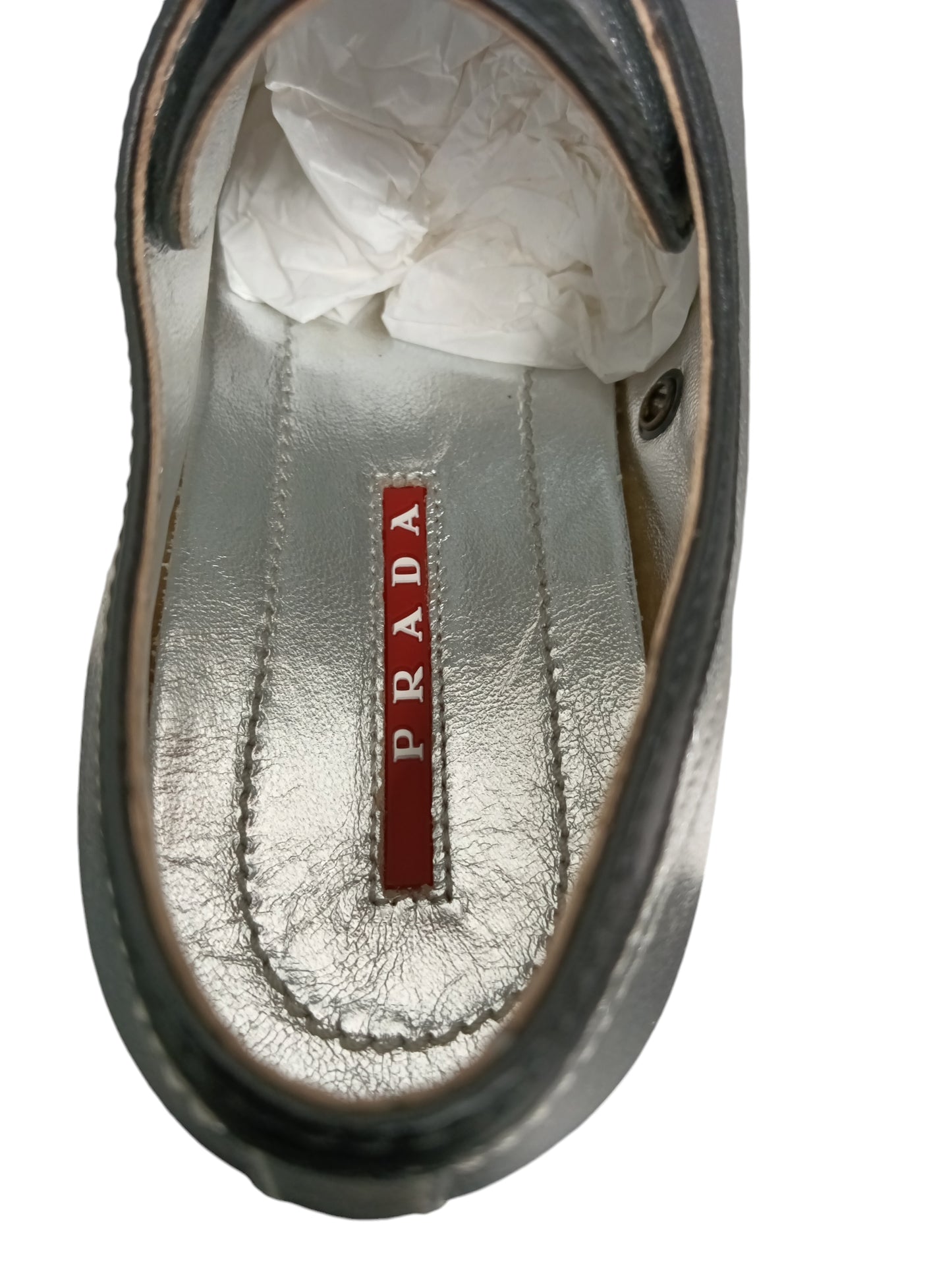 PRADA SNEAKERS SIZE 36.5 LADY'S SILVER 3E 5918