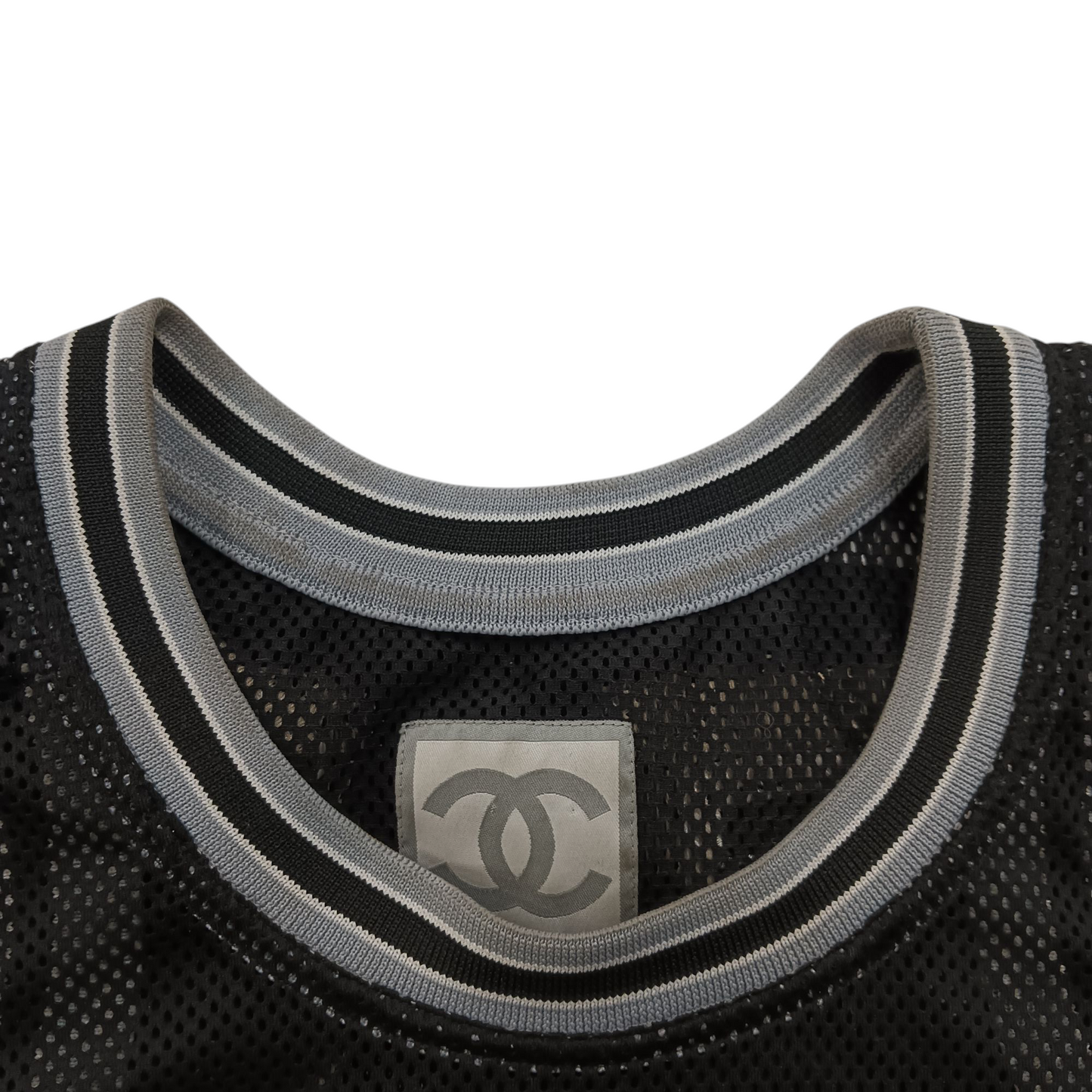 CHANEL Sleeveless T-shirt 44 Black/Beige