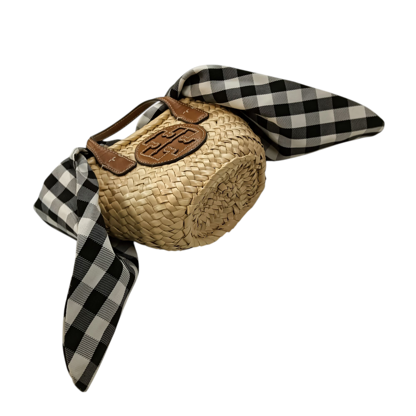 TORY BURCH Ella Mini Straw Basket Brown/Black