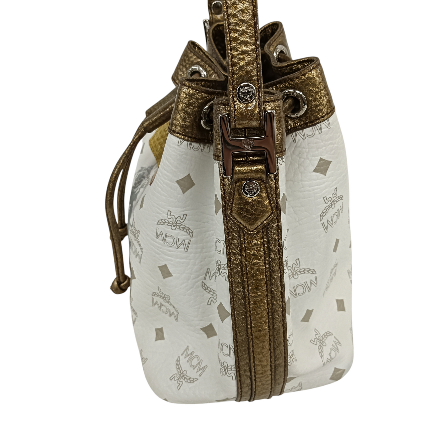 MCM Shoulder Bag 041004 Rank C White/Yellow