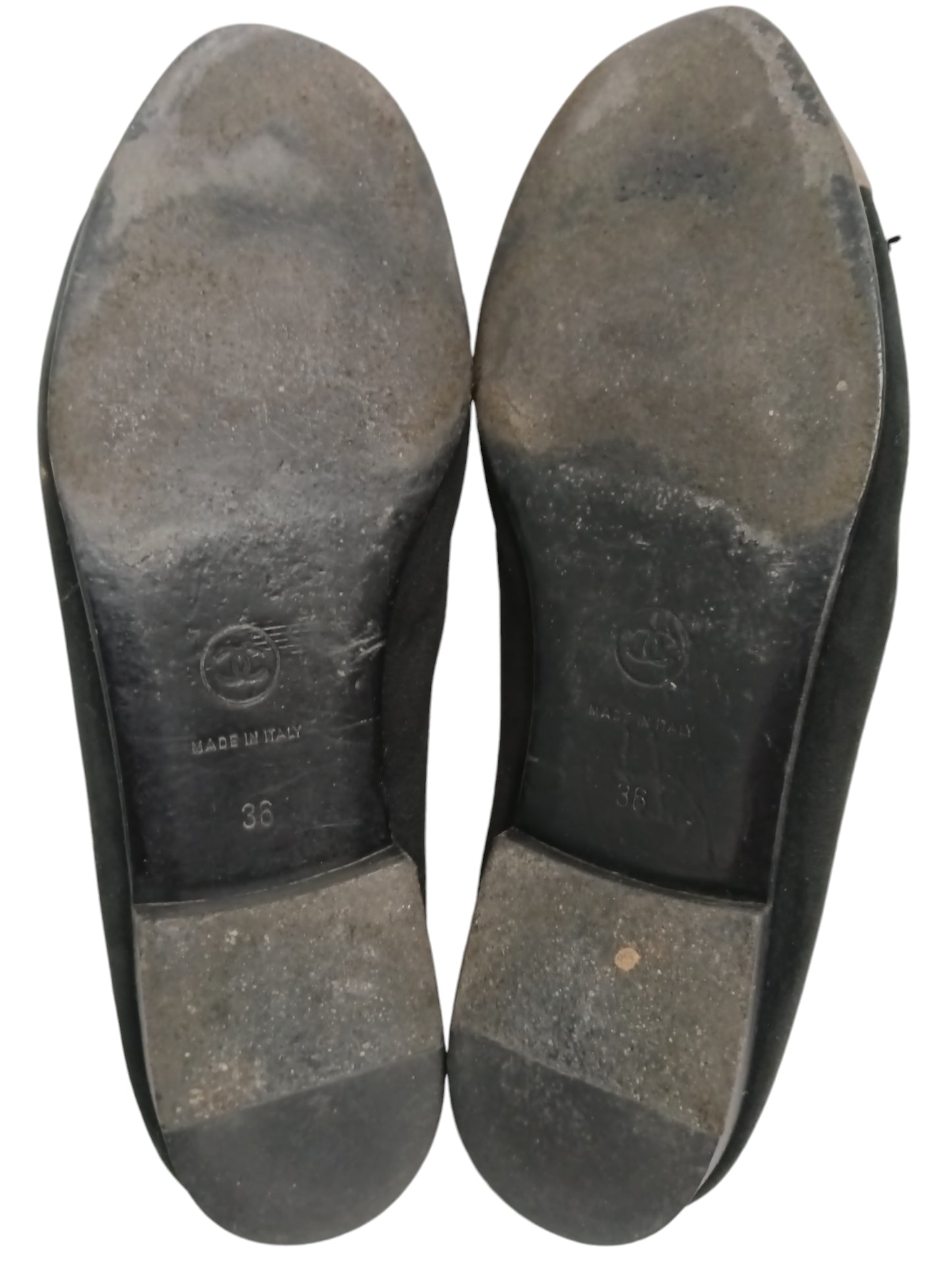 CHANEL FLAT SHOES SIZE 36 LADY'S BLACK/GOLD G02819