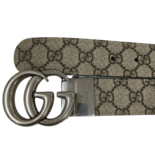 GUCCI Belt Marmont Reversible Buckle 627055 Silver/Beige 44/110