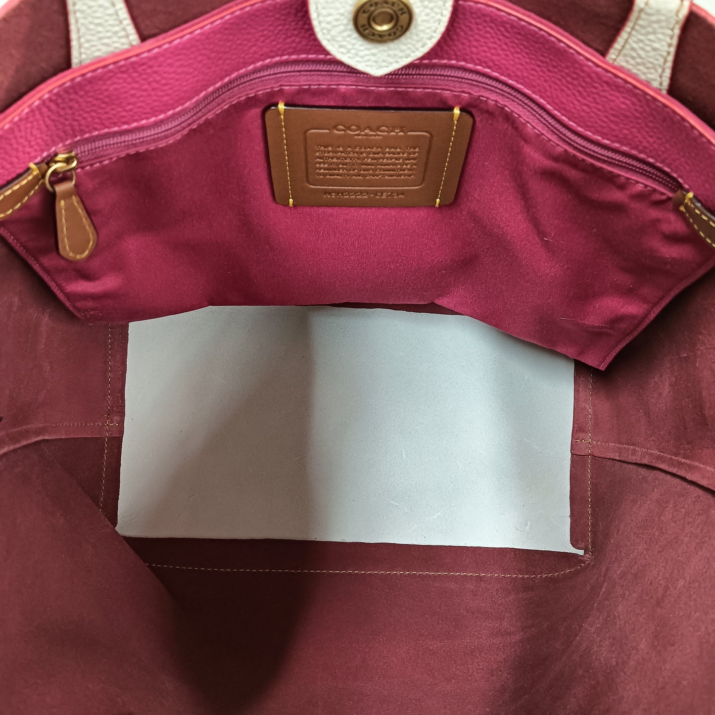 COACH Tote Bag CE734 Red/White Kia LOGO Tote