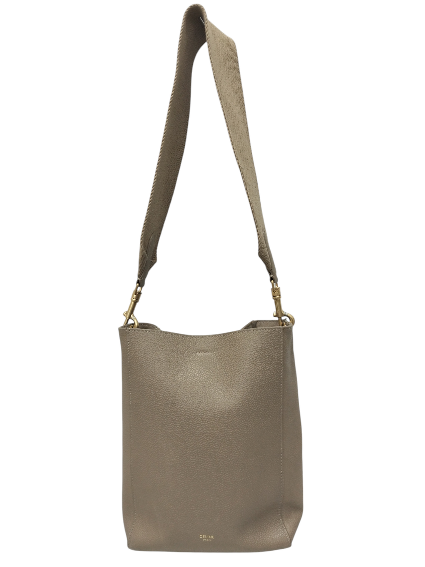 CELINE SHOULDER BAG SANGLE SMALL W CU0182 BEIGE RANK (C) STAIN/DAMAGE