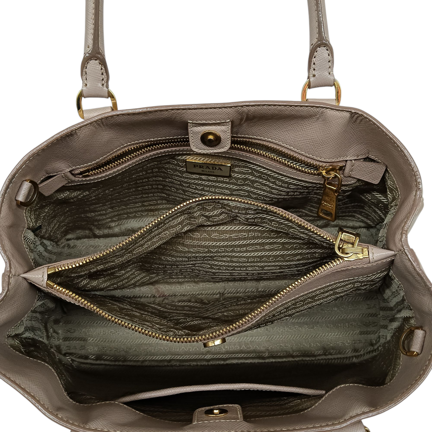 PRADA 2Way Bag SAFFIANO BN1874 Beige Scratch 31/H, 158 Rank(B)