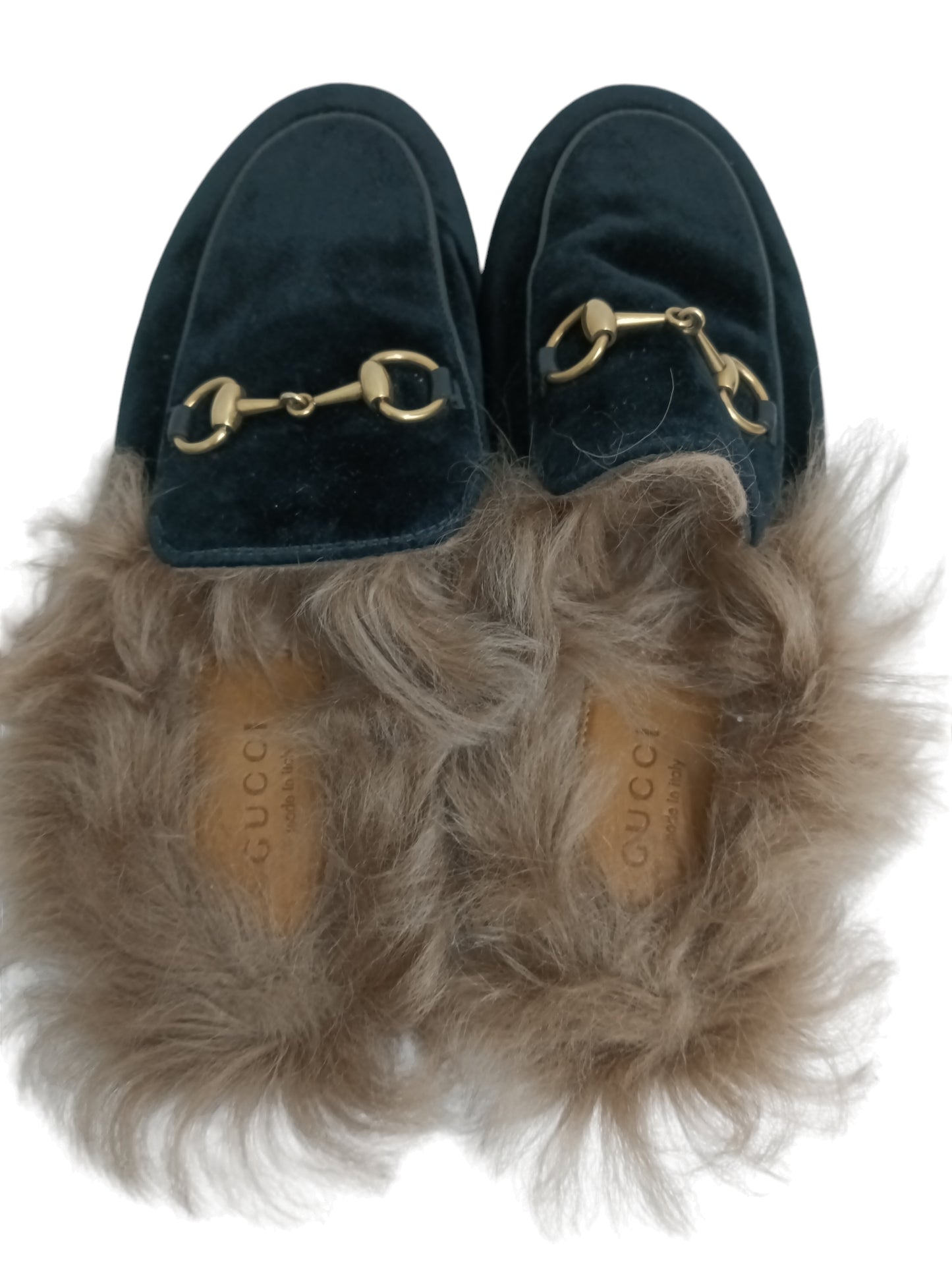 GUCCI FUR MULE SIZE 35 BLACK