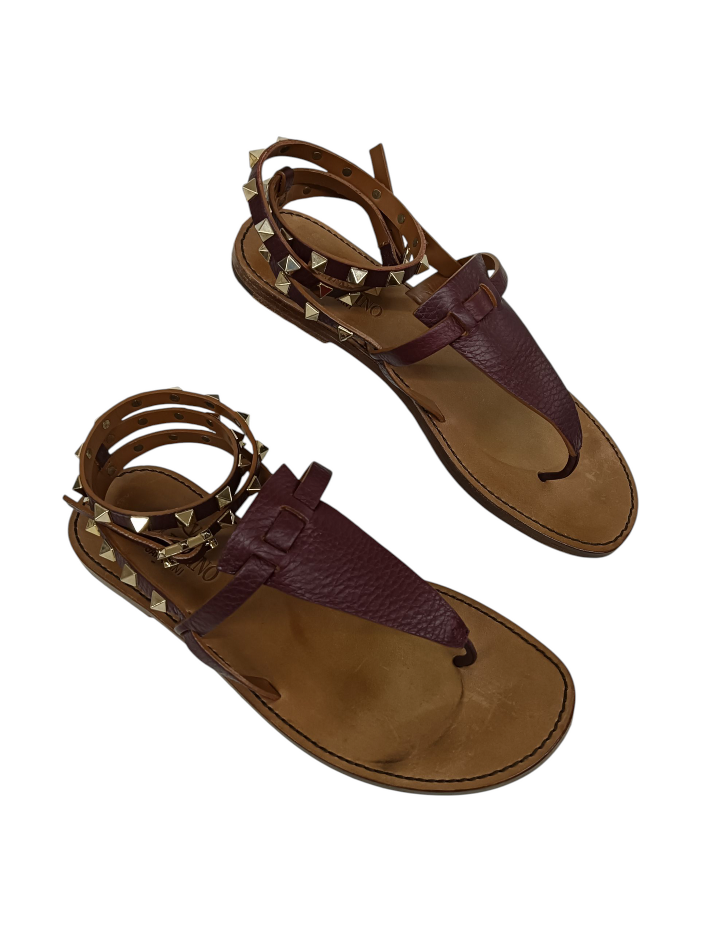 VALENTINO Sandal Size 36.5 GWS00534 Lady's Burgundy/Brown