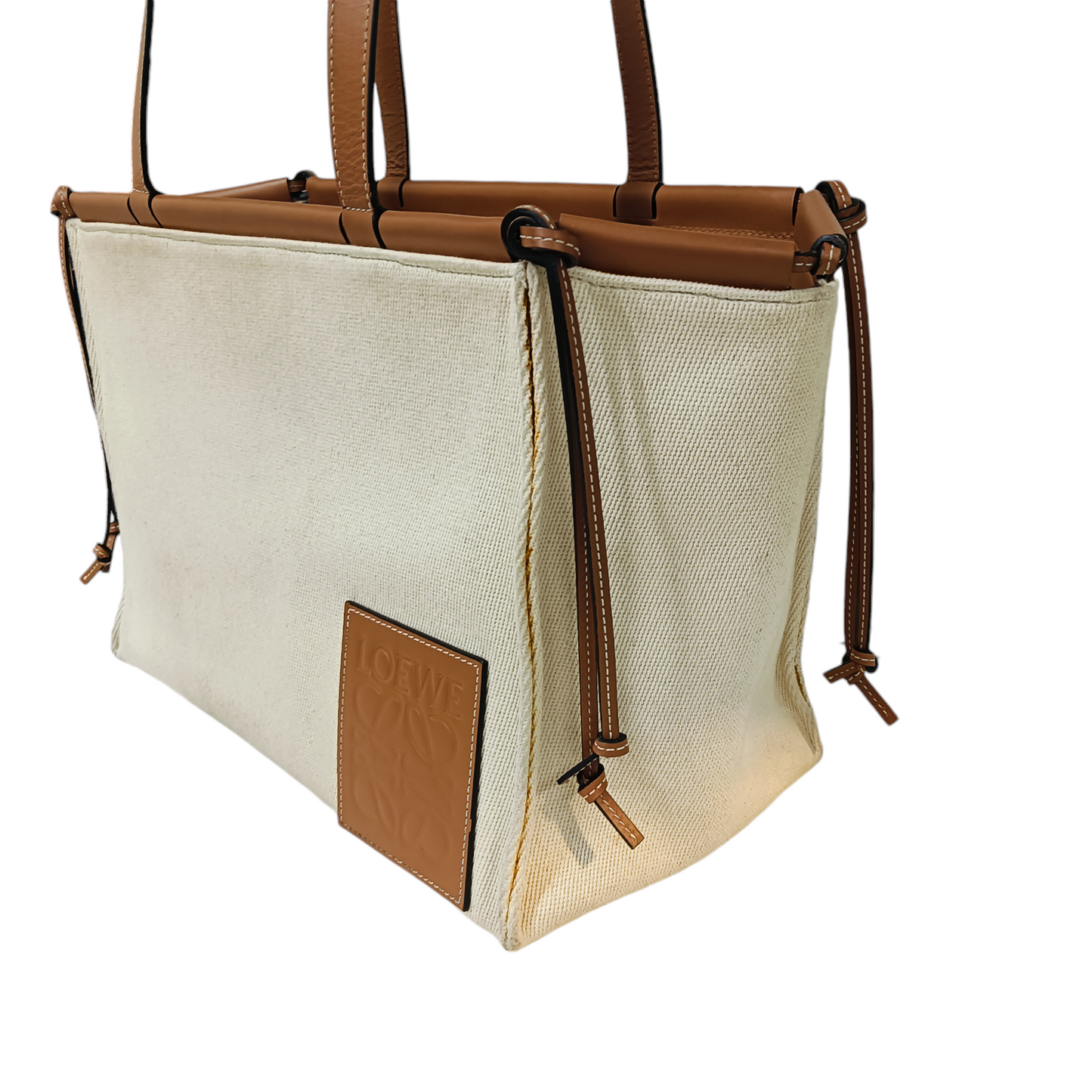 LOEWE TOTE BAG A612A93X18 Beige/Brown Damage/Stain 702137 Rank B