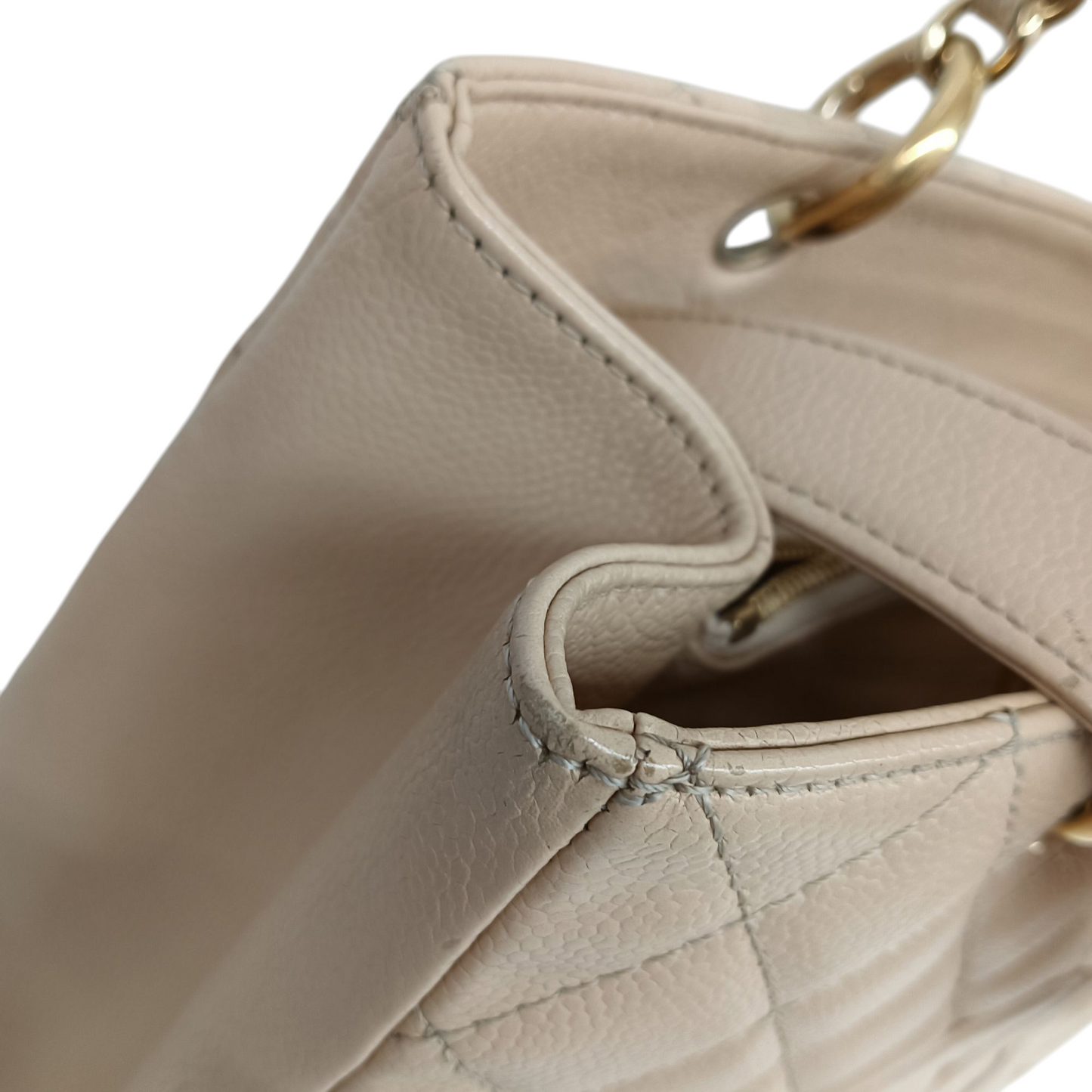 CHANEL Caviar Grand Shopping Tote Bag Matelasse A50995 Rank(B) Beige Stain 12729186 GST