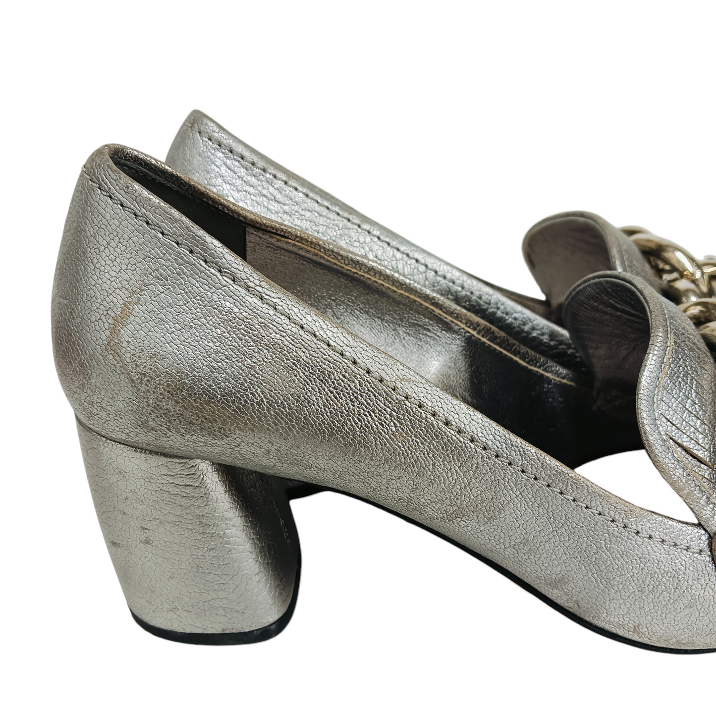MIU MIU PUMPS 36 SILVER STAIN RAND (B)