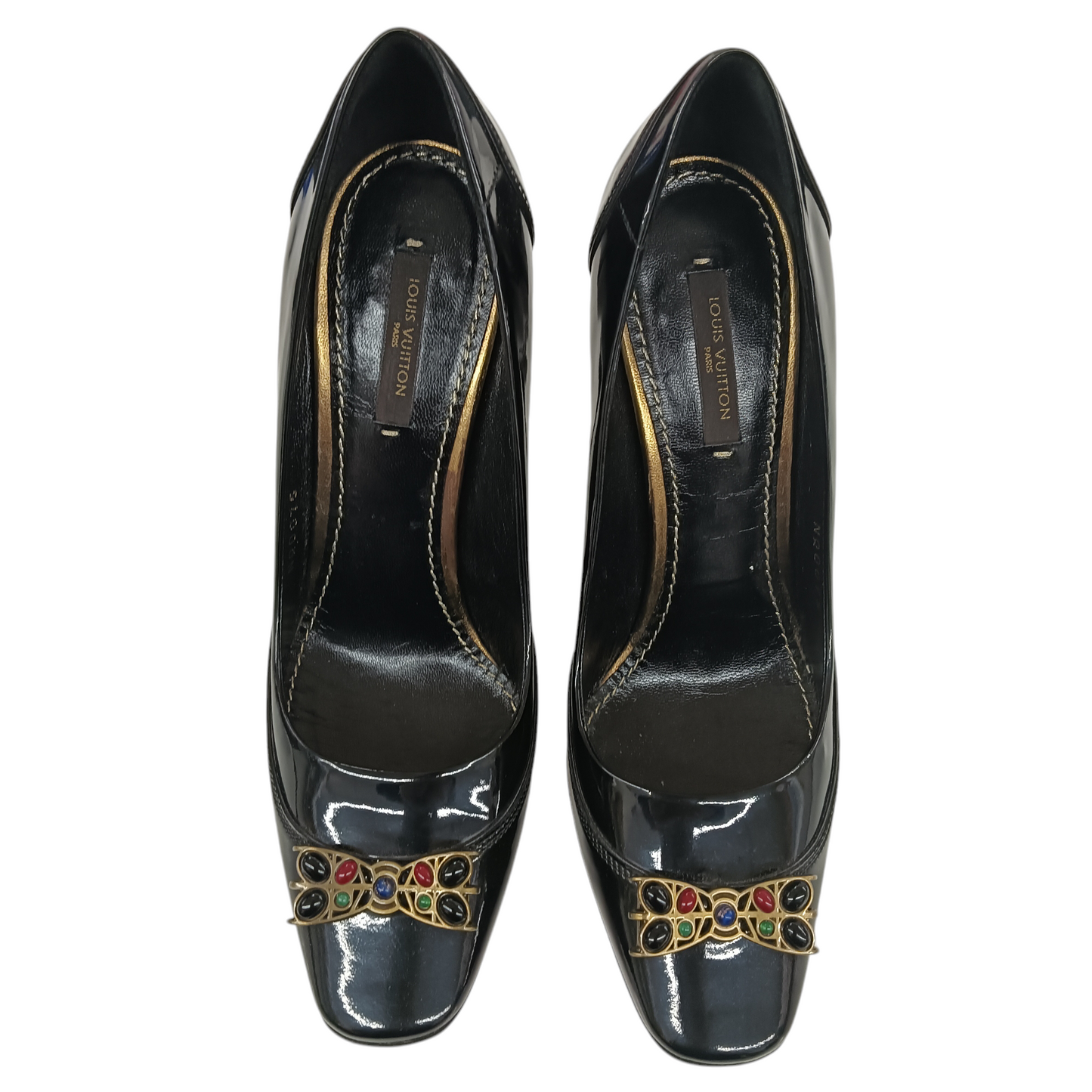 LOUIS VUITTON Heel Pumps Size 37 Lady's Black Rank (BC) *Damage NQ0075