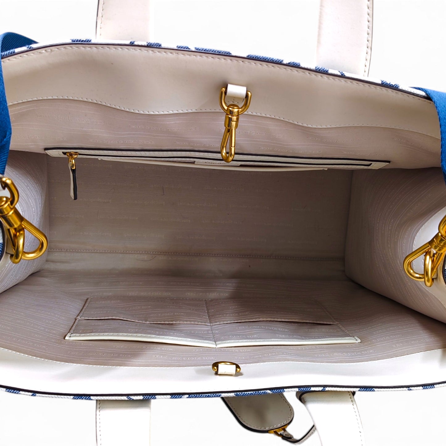 Kate Spade 2Way Bag KB157 Beige And Navy S1008 Rank A