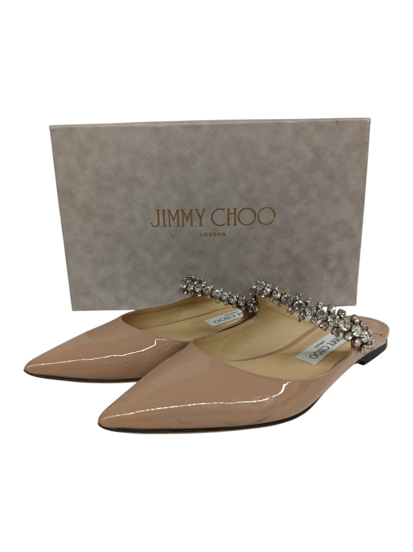 JIMMY CHOO SANDAL 37 LADY'S BEIGE RANK(B) BING FLAT