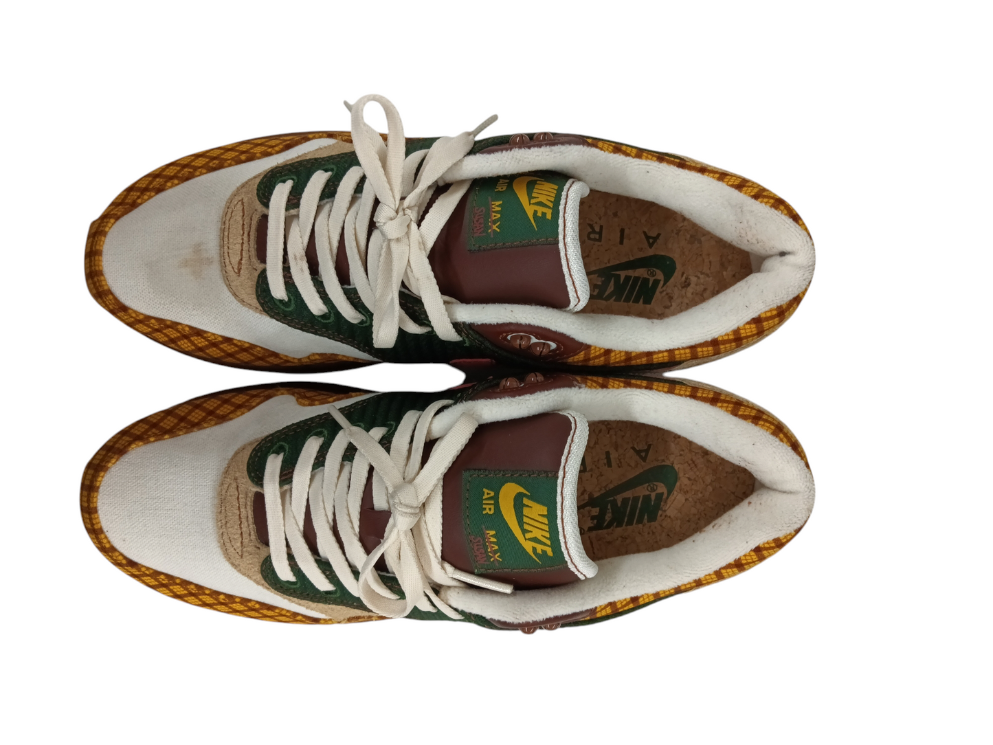 NIKE SNEAKER 41 CK6643-100 MENS WHITE/YELLOW RANK (B)l AIRMAX1 SUSAN *STAIN