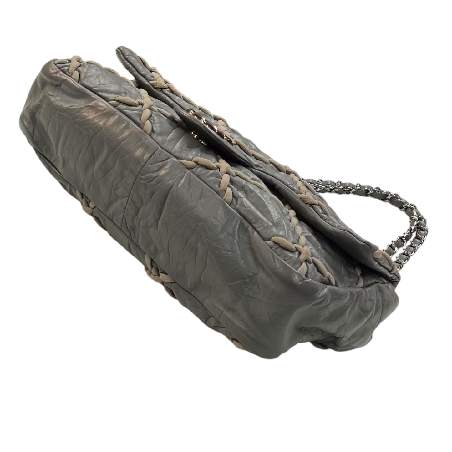 CHANEL w Chain Shoulder Bag Ultra Stretch Gray 14830612