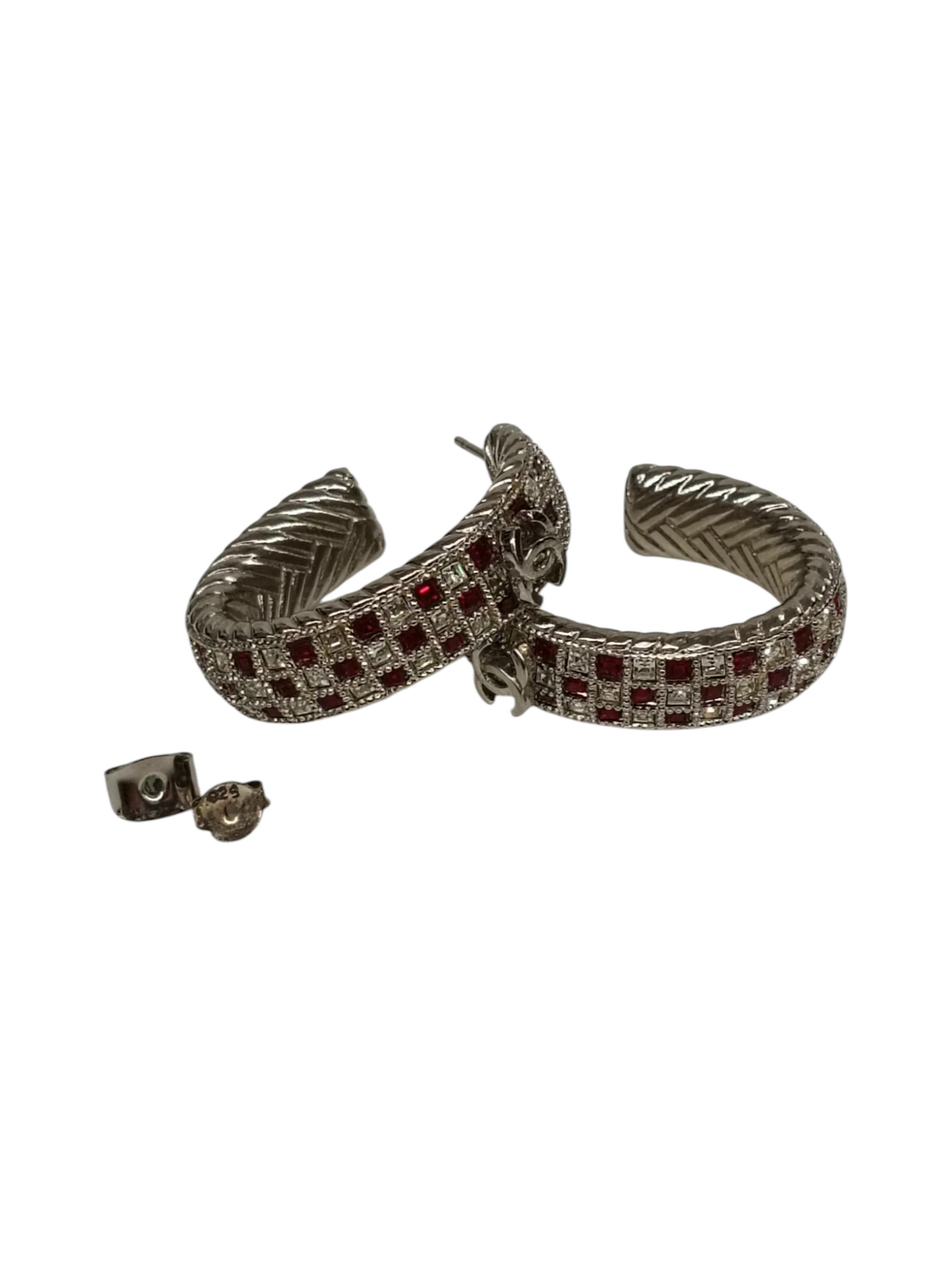 CHANEL Earring Sliver/Red