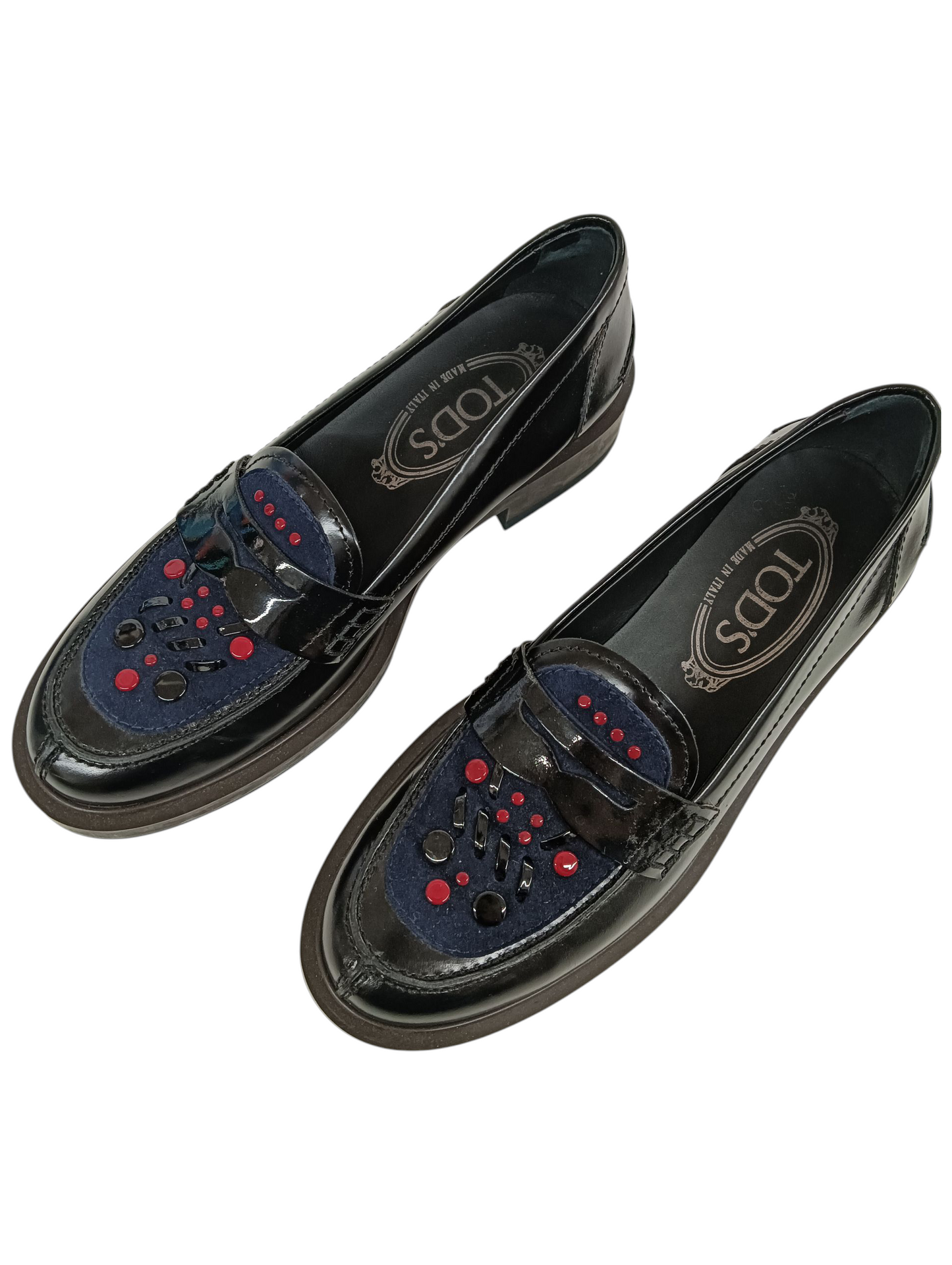 TOD'S Loafers size 34 Lady's Black/Navy