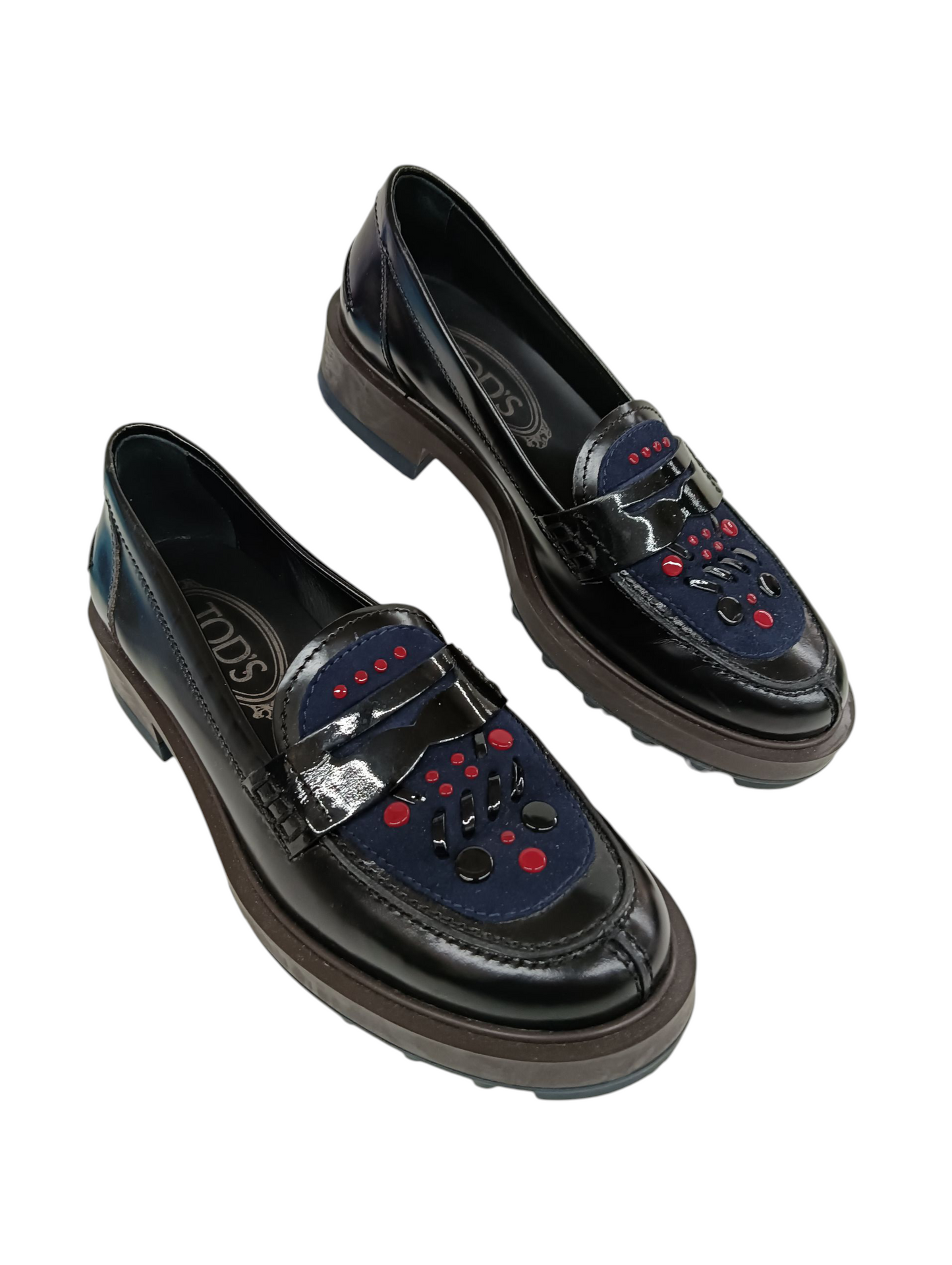 TOD'S Loafers size 34 Lady's Black/Navy