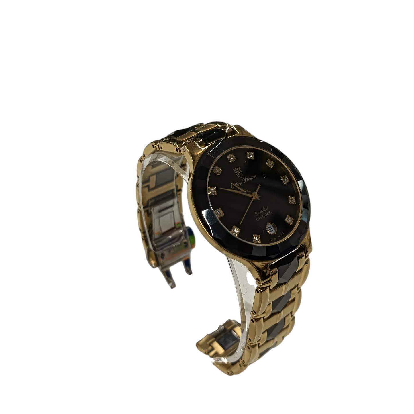 OLYM PIANUS WRIST WATCH QUARTZ GOLD/BLACK