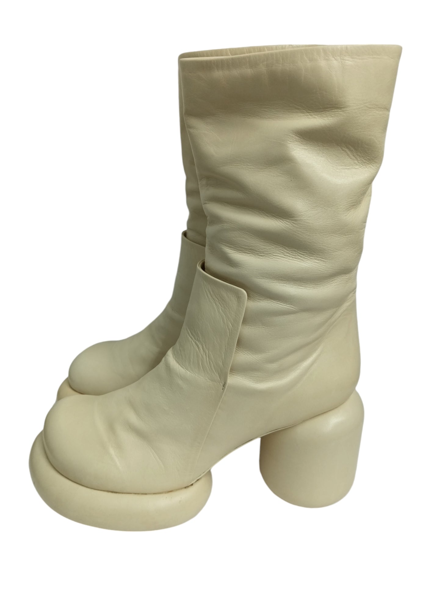 JIL SANDER PLATFORM BOOTS SIZE 37 1/2 IVORY STAIN