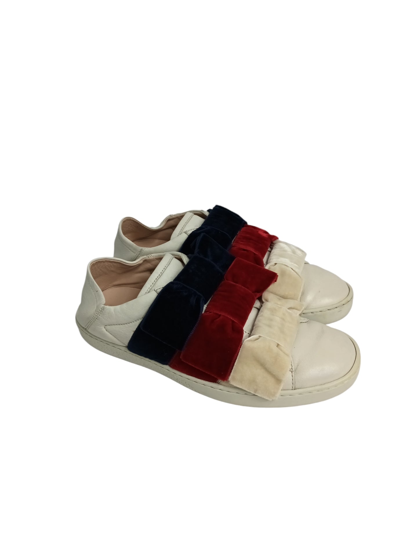 GUCCI RIBBON SNEAKER 34 1/2 LADY'S WHITE 524989 STAIN RANK(BC)