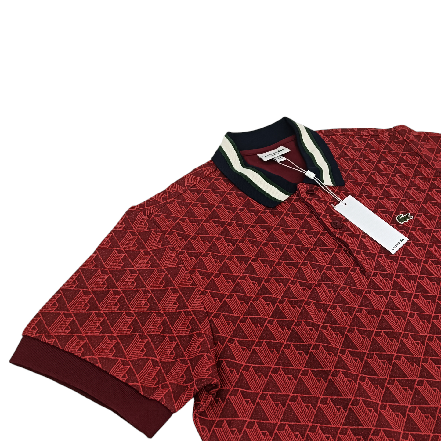LACOSTE Polo shirts SIZE XL Mens Red DH1417/The Jacquard Knit Monogram Motif