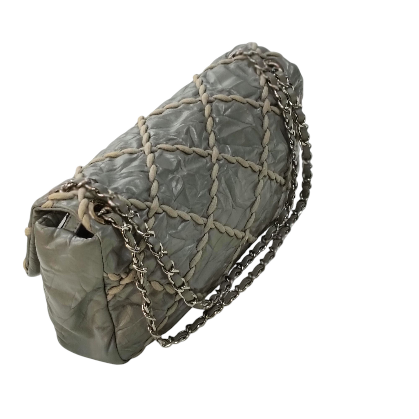 CHANEL w Chain Shoulder Bag Ultra Stretch Gray 14830612