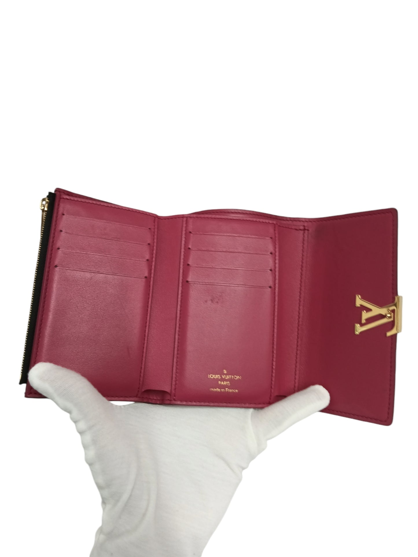 LOUIS VUITTON WALLET M62157 BLACK/PINK CAPUCINES COMPACT WALLET STAIN/DAMAGE RANK(B)