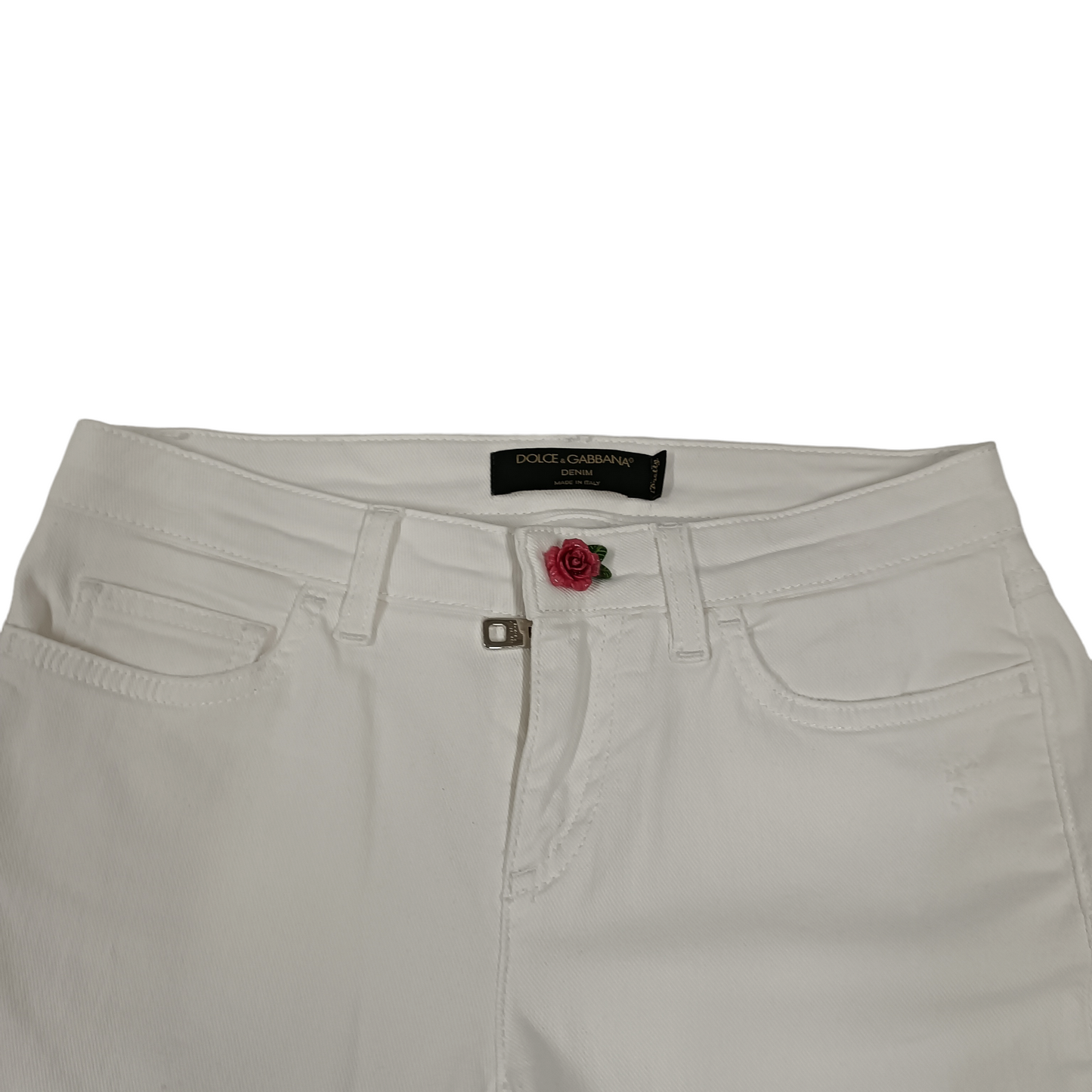 DOLCE & GABBANA Pants Lady's White Pretty FTAQWD G890C Ceramic Flower