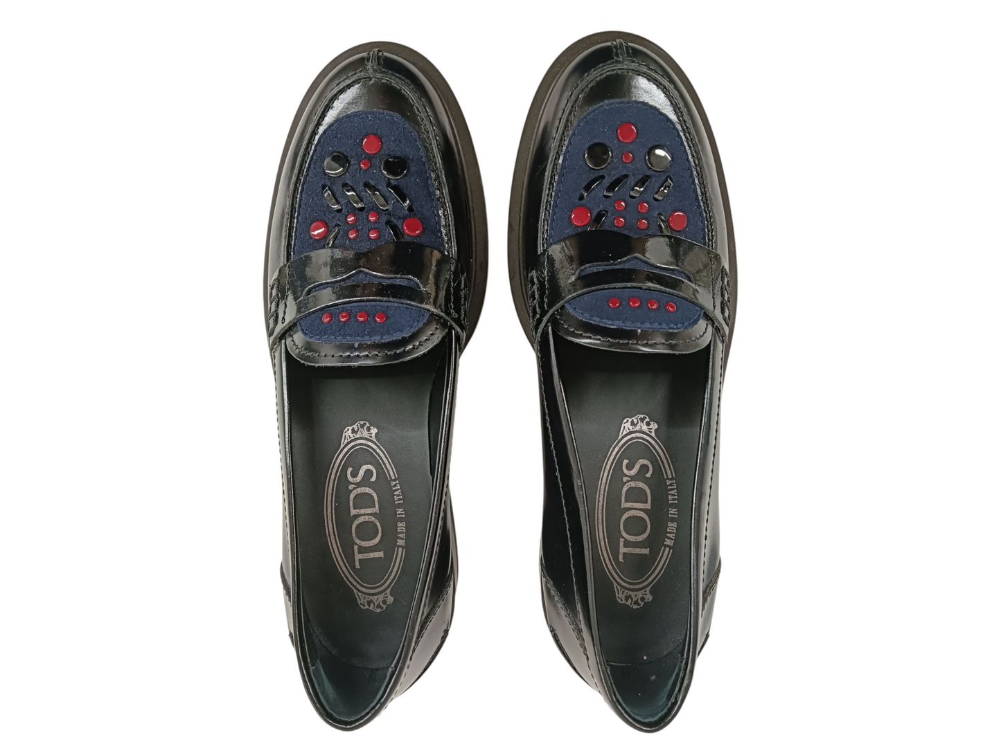 TOD'S Loafers size 34 Lady's Black/Navy
