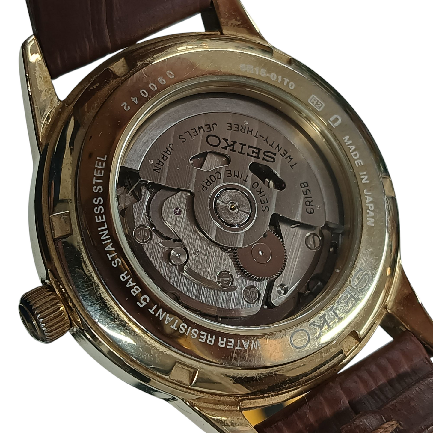 SEIKO 6R15-01T0 Wrist Watch Gold/Brown