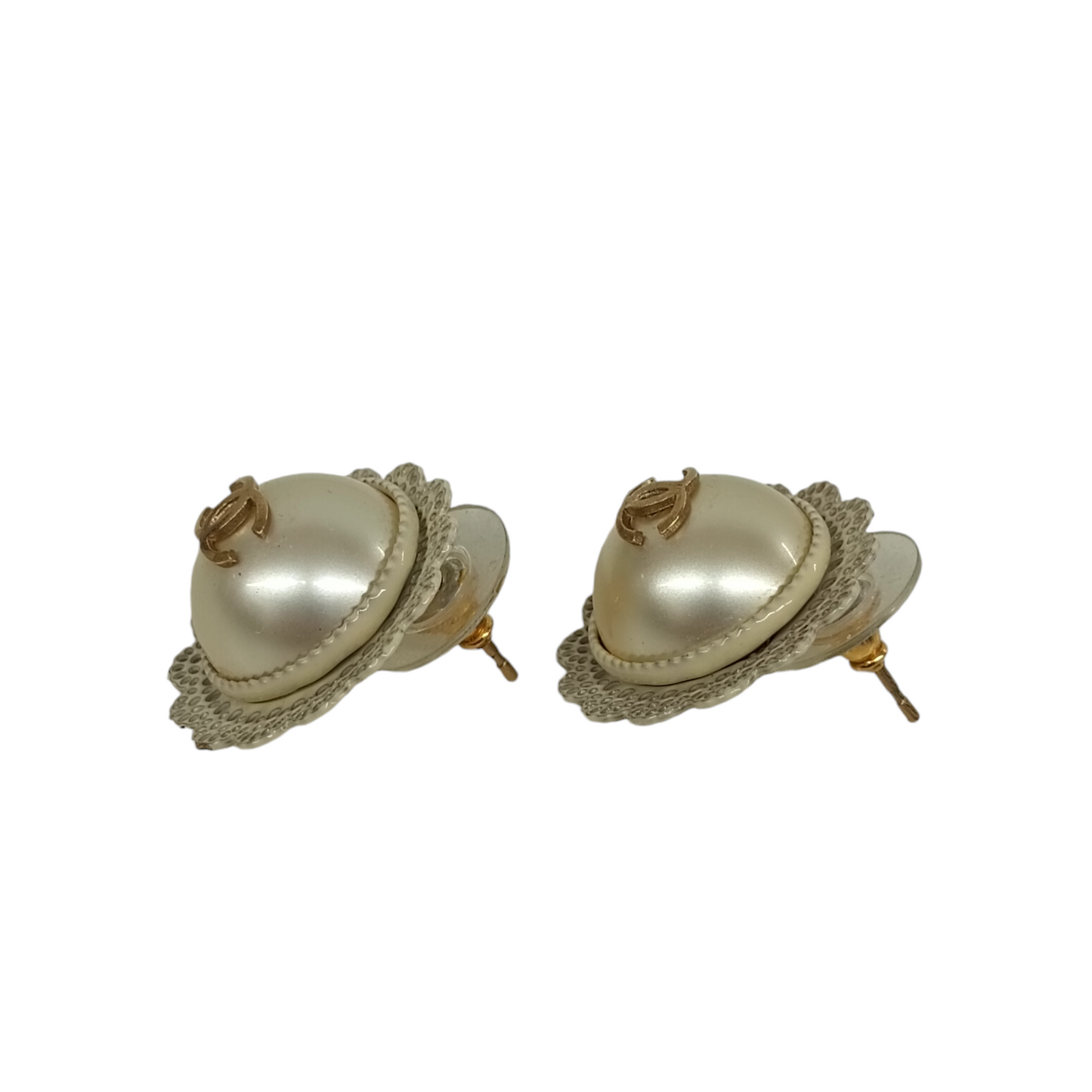 CHANEL Earring Rank B White