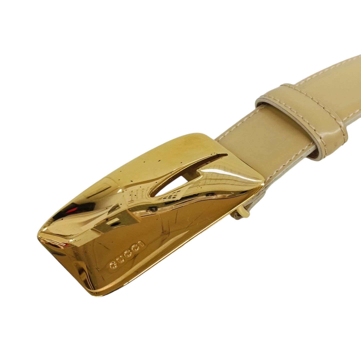 GUCCI Belt 80.32 Beige Stain/Damage 037.1448.1136