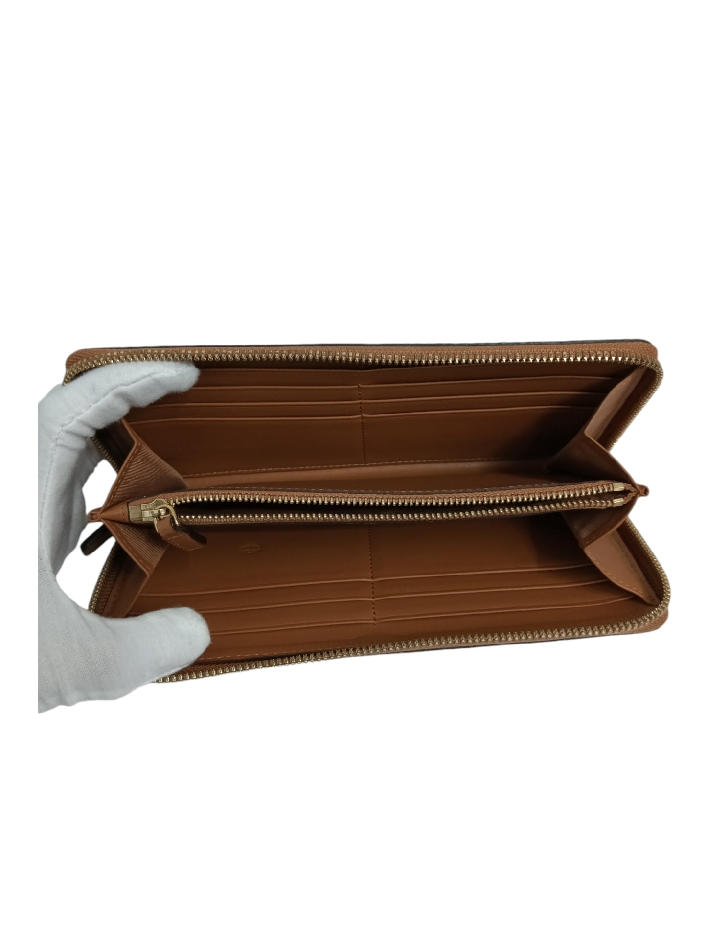 MCM WALLET VISETOS BROWN ZIP AROUND WALLET IN VISETOS ORIGINAL MXLAAVI0C0001 RANK(A)