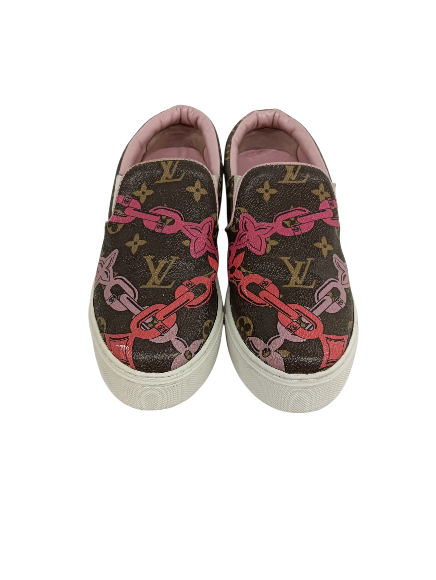 LOUIS VUITTON Slip-on Size 37 Bay harbor Slip Lady's Brown/Pink Monogram